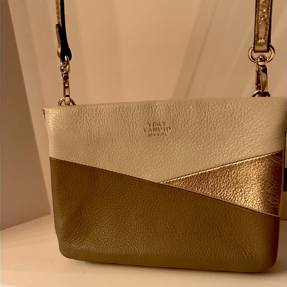 Vince Camuto Katya Crossbody bag gold tan bronze wallet style